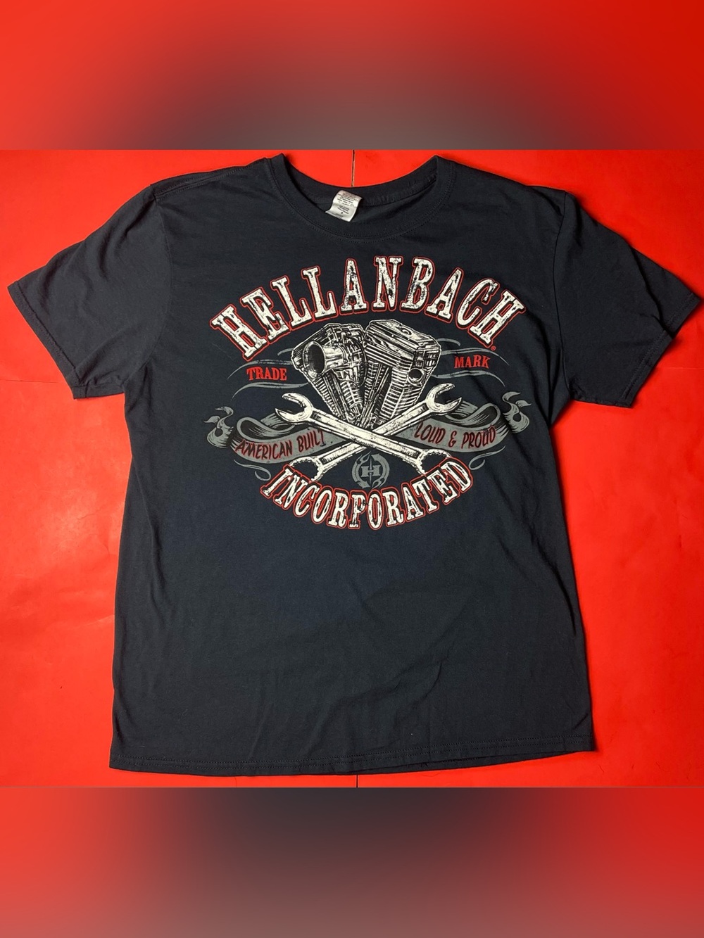 Gildan Black Short-Sleeve Hellanbach Incorporated Graphic Tee with Red Accents